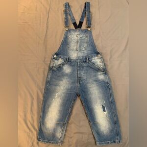 Zara Man Blue Denim Capri Overalls M